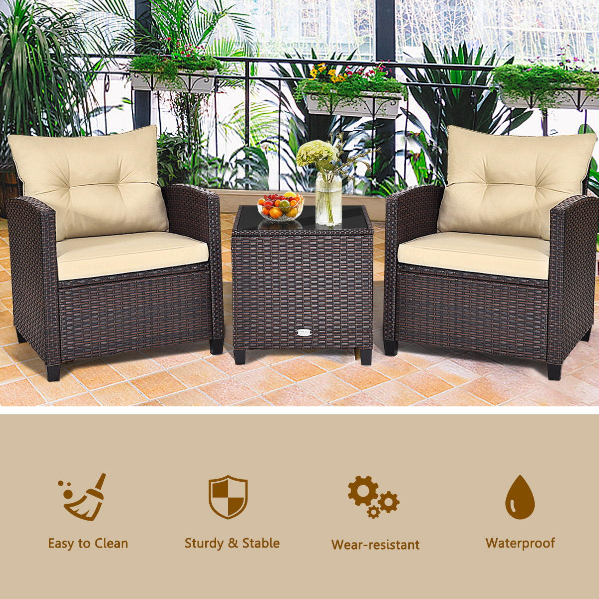 NNECW 3 Pieces Wicker Sofa Set with Washable Cushion for Patio-2