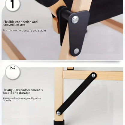 Foldable Wooden Camping Chair - Beech Black-4