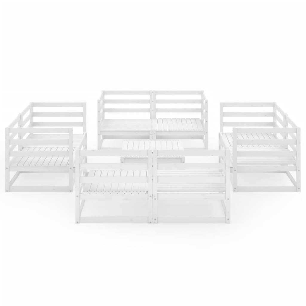 NNEVL 9 Piece Garden Lounge Set White Solid Pinewood-2