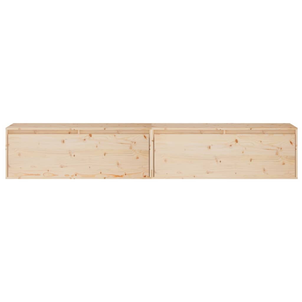 NNEVL Wall Cabinets 2pcs 100x30x35 cm Solid Wood Pine-4