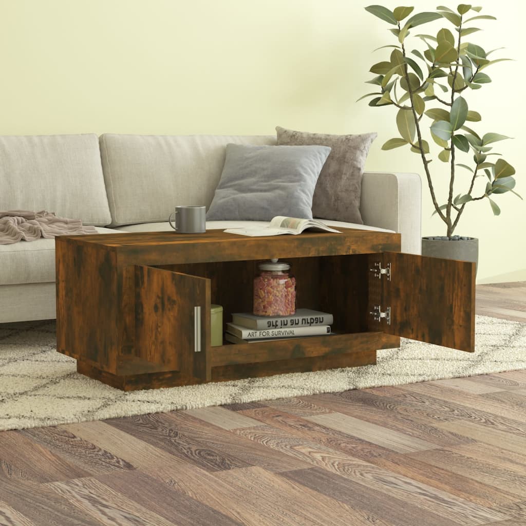 NNEVL Coffee Table Smoked Oak 102x50x45 cm Engineered Wood-2
