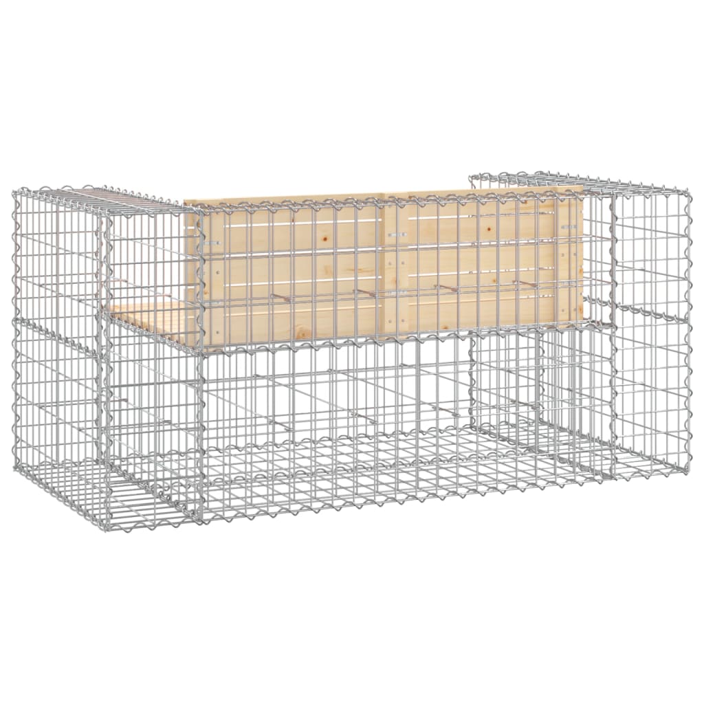 NNEVL Garden Bench Gabion Design 143x71x65.5 cm Solid Wood Pine-4