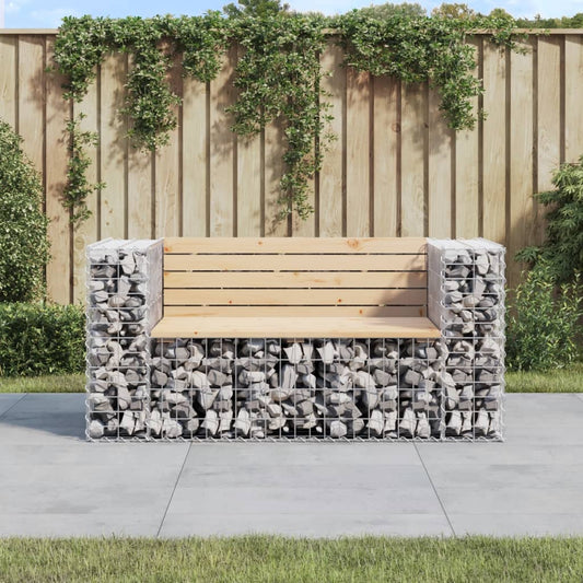 NNEVL Garden Bench Gabion Design 143x71x65.5 cm Solid Wood Pine-0