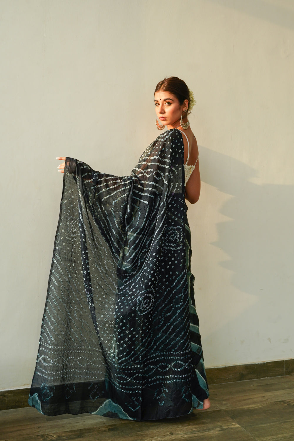 Slate Grey Bandhani Saree-2