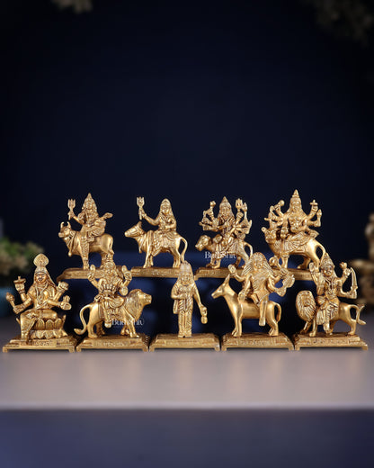 Brass Superfine Navadurga idols Set: 9 Divine Avatars for Daily Navratri Pooja-0