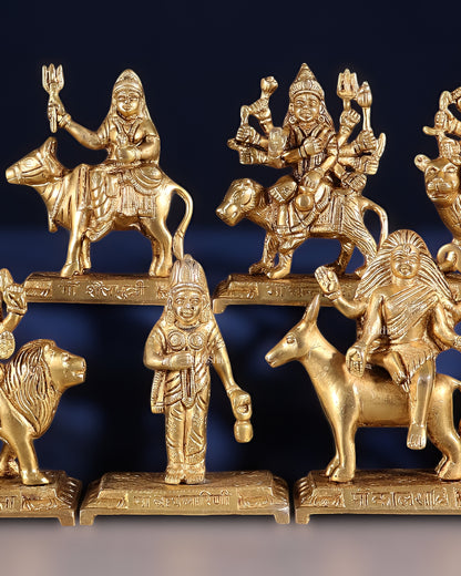 Brass Superfine Navadurga idols Set: 9 Divine Avatars for Daily Navratri Pooja-1