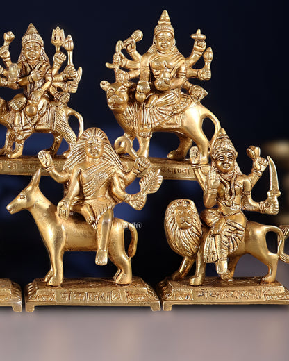 Brass Superfine Navadurga idols Set: 9 Divine Avatars for Daily Navratri Pooja-2