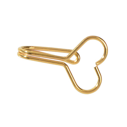 1pc Faux Lip Ear Nose Gold Metal Heart Shape Non Piercing Clip On Nose Hoop Ring-4