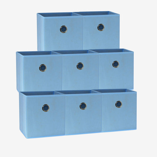 NNEDSZ SORTI 27x28x27 CM Light Blue 8-Pack Foldable Storage Cubes - Fabric Bookcase Organizers for Toys and More-0