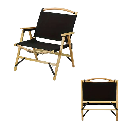 Foldable Wooden Camping Chair - Beech Black-0