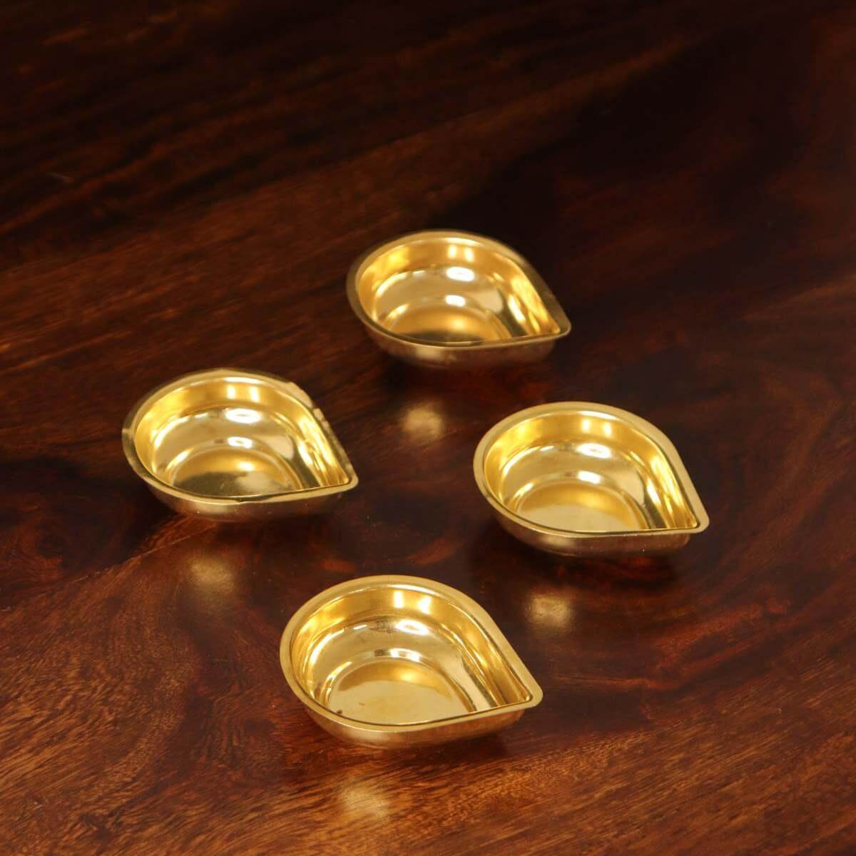 Brass Agal Vilakku Diya Set Of 4 | Traditional navratri diwali gift-0