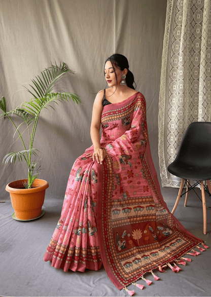 Sampriti Kalamkari Malmal Saree-0